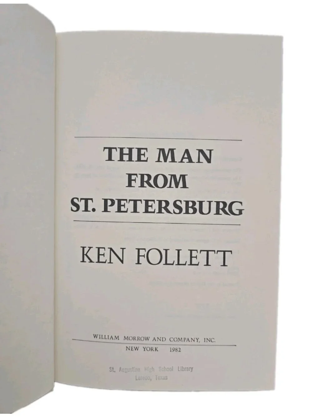Ken Follett. The Man from St. Petersburg. Hardcover Vintage Book 1982
